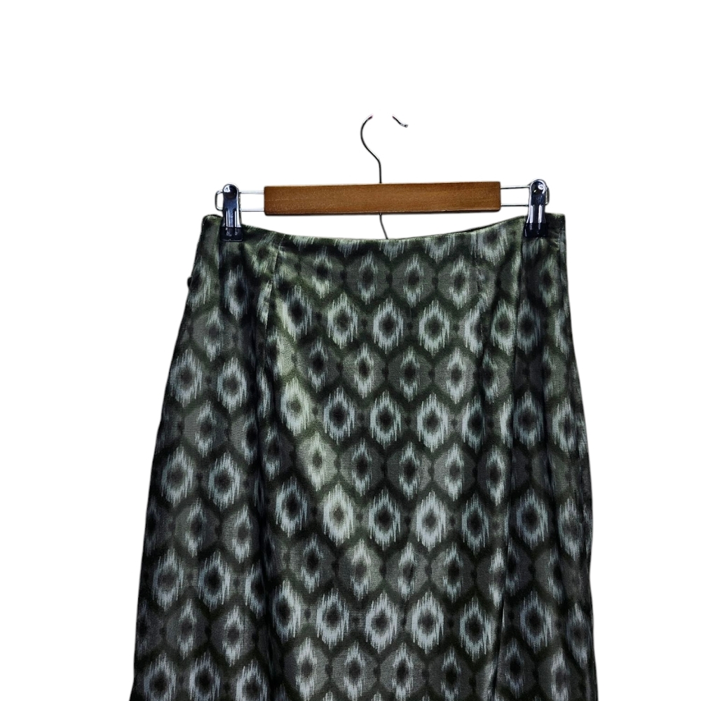 NWT Zara Velvet Midi Skirt Color Green Black Slit Size Small - Picture 6 of 8